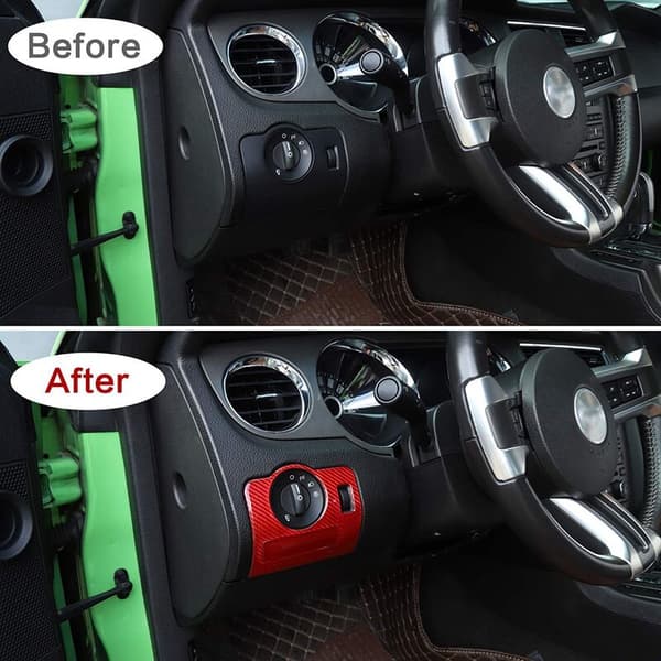 Panel til forlygteknap, trim, tilbehør til 2009 2010 2011 2012 2013, rød fiber