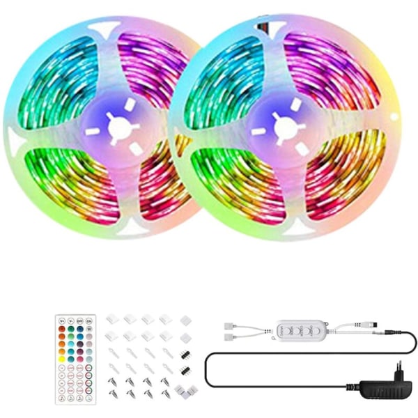 EU-stik 10M LED-strimmel, Smart APP-musik synkroniseringsfarve skiftende LED-strenglys strimler med kontrolbokse og fjernbetjening