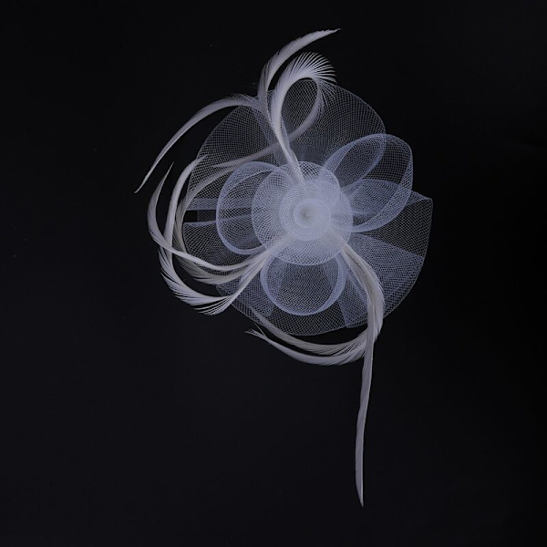 Dam Fascinator Hatt Fjäder Hårprydnad Cocktailfest Kyrkobröllop, Vit