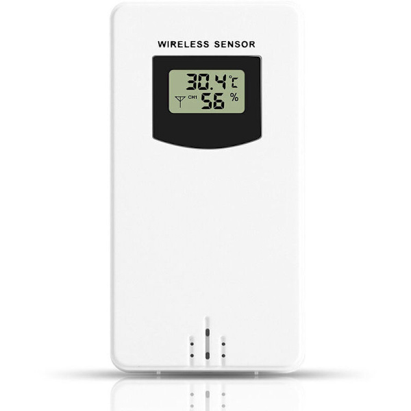 Tillbehör till väderstation, trådlös temperatursensor för utomhusbruk, ersättningssensor, neutral vit