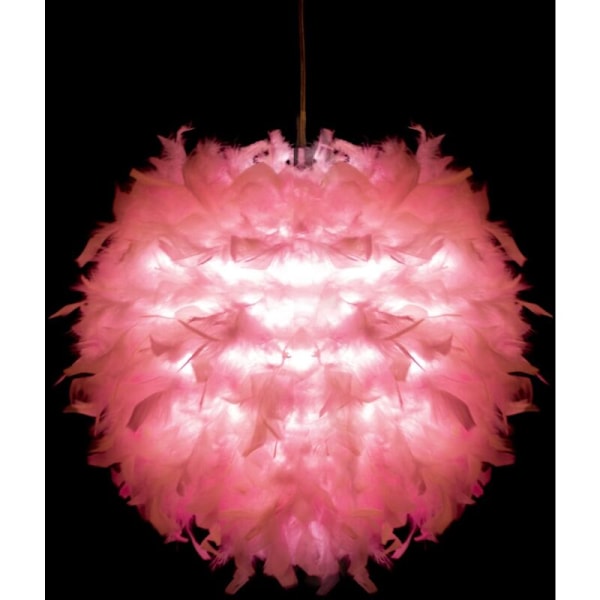 Taklampa Chandelier Ø 30cm Rosa Fjäder Chandelier Hängande Belysning för Sovrum Vardagsrum (Rosa)