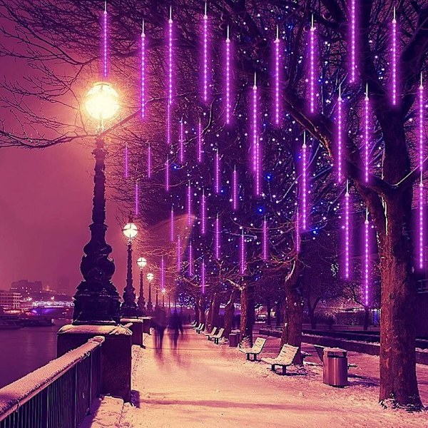 Meteori Sadevalo (Violetti) 80cm 8 Putkea 576 LED Meteori Sadevalot Sadevalo Korroosionkestävä Hääjuhla Puutarha Puu Koristeluun