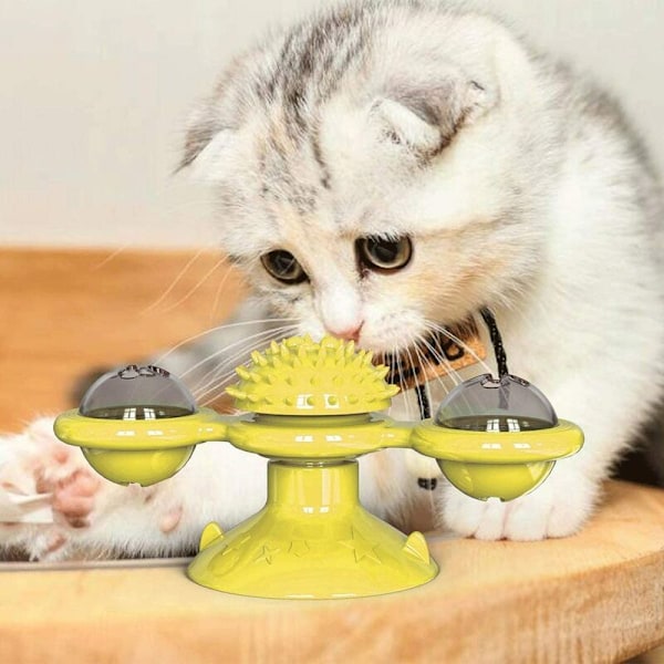 Vindkatt Leksak Snurrbord Retas Husdjur Leksak Kittel Hårborste Rolig Gul Katt