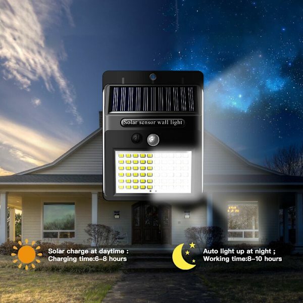4 stk 60+40+40LED solcellevegglampe 140LED automatisk induksjon innendørs og utendørs vegglampe, for innendørs og utendørs