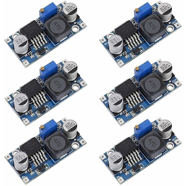 DC-DC Step Down Converter LM2596 Buck Converter 3.2-40V till 1.25-35V Justerbar Strömförsörjningsmodul 6 st