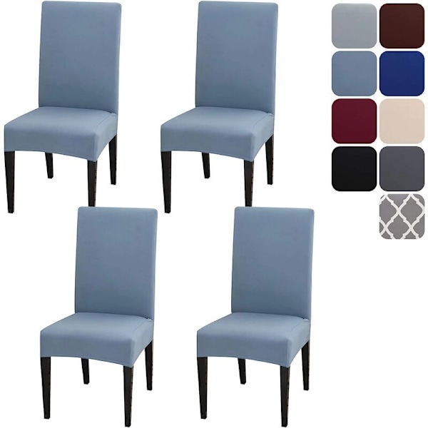 4 stycken elastiska stolsöverdrag, universella matstolsöverdrag, avtagbara, tvättbara, moderna, hållbara, för hem, hotell, restaurang, fest, bankett, kök - Grå