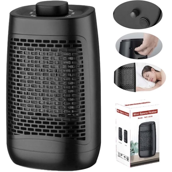 Smart Keramisk Vifteovn 1500W, Elektrisk Vifteovn, Justerbar Termostat og Timer og LED-Indikator, Rask Oppvarming (1500W - Enkeltknapp)
