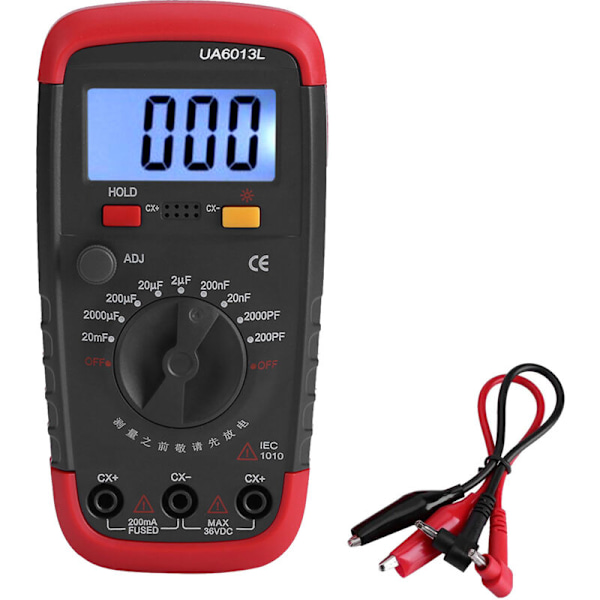 UYIGAO Digital Batteridriven Kapacitans Kondensatormätare Testare 6013L LCD-Skärm