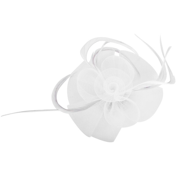 Dam Fascinator Hatt Fjäder Hårprydnad Cocktailfest Kyrkobröllop, Vit