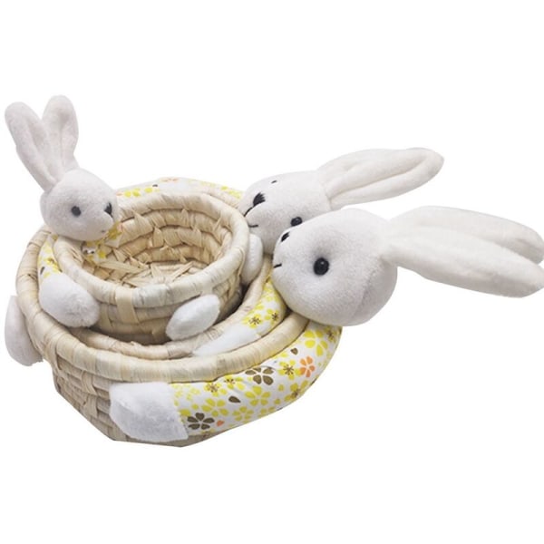 Decoration Ornaments Cute Rabbit Storage Baskets Easter Rabbit Straw Basket Egg Basket Easter Holiday Decoration A