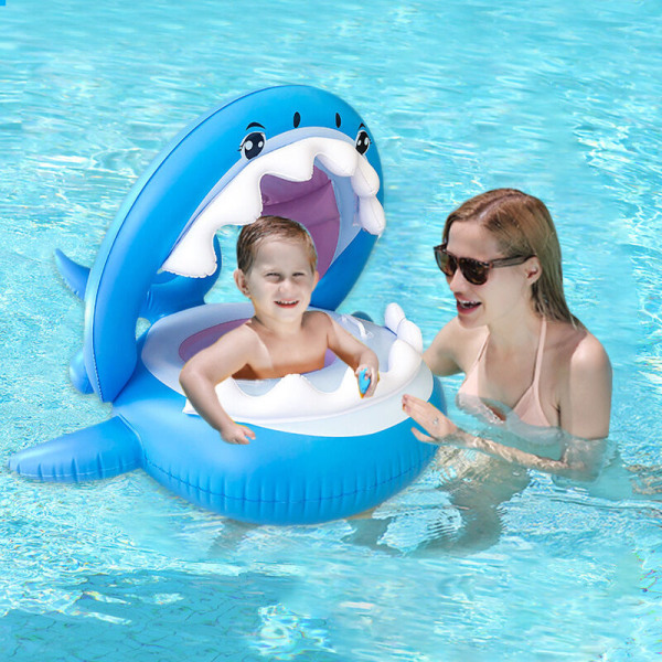 Baby Float Pvc Pool Toddler Floaties Med Baldakin Oppustelig Haj Spædbarn Svømmebassin Float Til 6-36 Måneder Børn