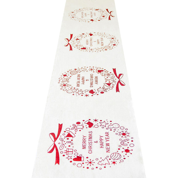 Julebordløper i lin, for juleborddekorasjon (270x28cm), trykt rektangulær duk