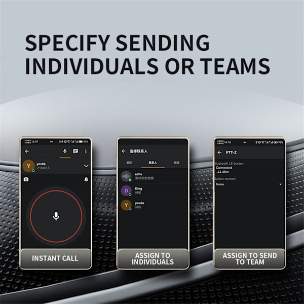 Trådlös Bluetooth PTT Walkie Talkie Kontrollknapp för IOS Android Telefon Zello Push-To-Talk Bil Röstsamtal