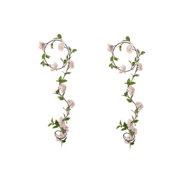 2Pcs Champagne Simulation Cherry Blossom Vine Wedding Decoration DIY Rattan Wreath Garden Decoration