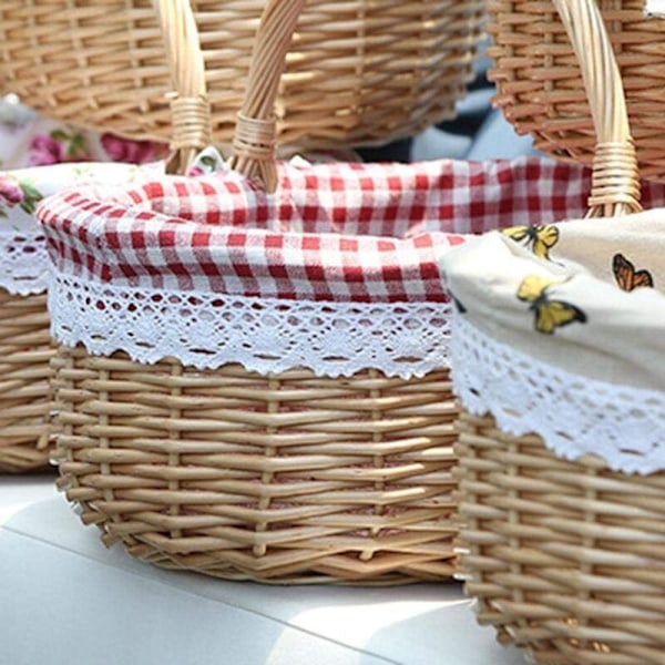 Fletkurv Gavekurve Tom Oval Pileflettet Picnickurv med Håndtag Bryllupskurv
