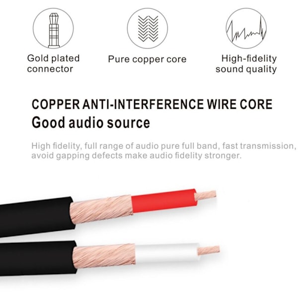 3,5 mm till RCA AV-kamerakabel, 3,5 mm hane till 3RCA hane-kontakt för AUX-stereo ljudkabel för smartphones, MP3, surfplattor, högtalare, hemmabio (3