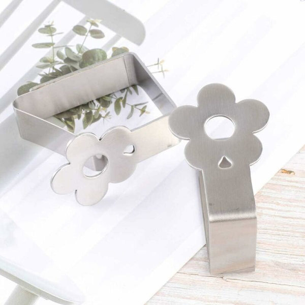 Rustfrit stål dug clips 4 stykker blomstermønster dug holder bordtykkelse overstiger ikke 3 cm borddæksel terrasse clip hjem have ou