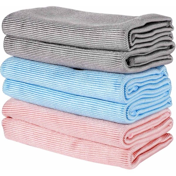 6 stk Køkkenhåndklæder Sæt Tyk Absorberende Ingen Hårtab Mikrofiber Rengøringsklud til Opvask