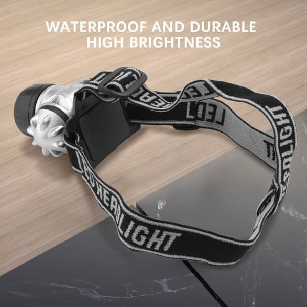 (R) 12 LED Hodelykt Zoomable Lampe Vanntett Hvit Peche