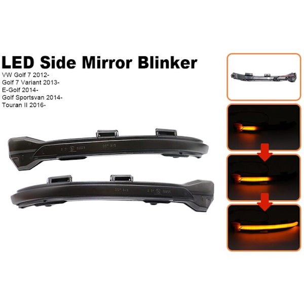 Dynamiska LED-blinkers till backspegel med switch för MK7 Golf 7 II