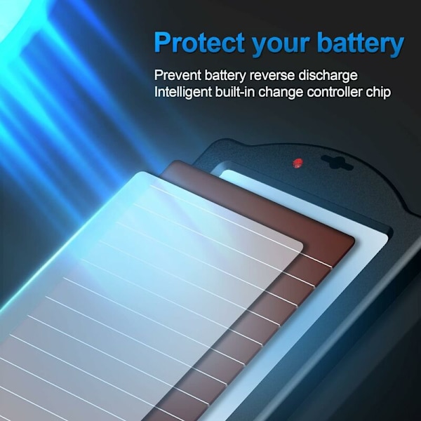 Solcelle Batteri Trickle Oplader, 1.5W Solcelle Batteri Oplader Bil, Vandafvisende Bærbar Amorft Solpanel Til Bil, Motorcykel, Båd, Marin