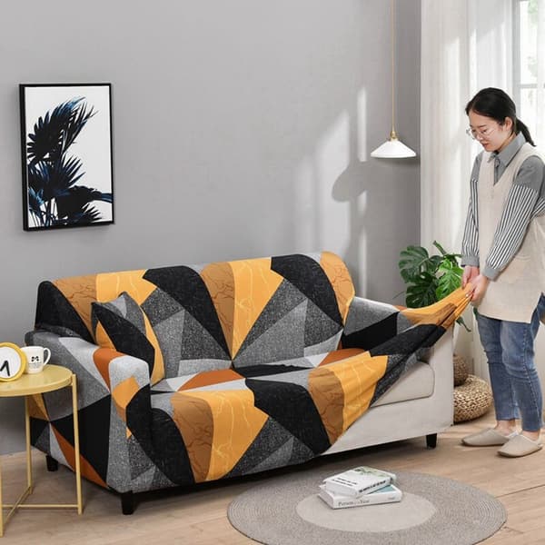 Trekantet trykt sofaovertrekk i polyester elastisk sofaovertrekk slipcovers sofa stolbeskytter (S)