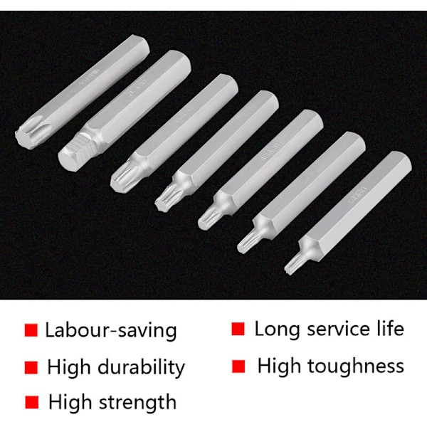 40-delt sett med Torx- og sekskantbits, 1/2 tomme og 3/8 tomme stasjon