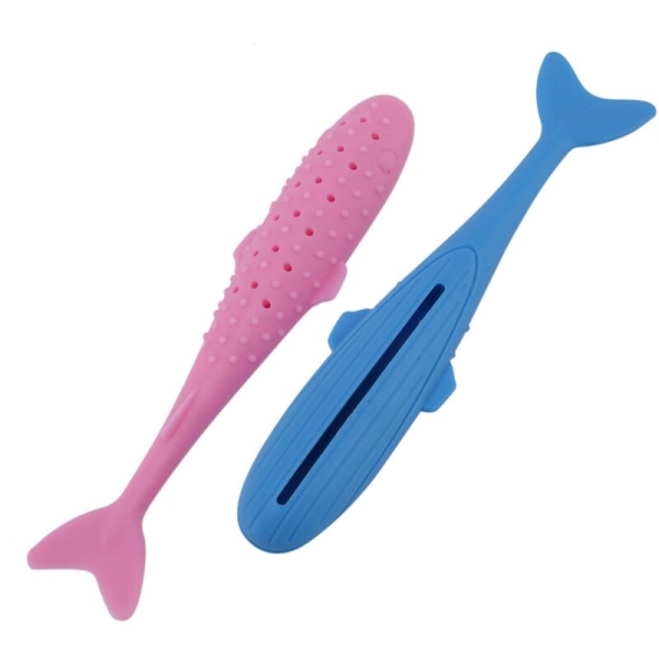 2Pcs Cat Series Catnip Toothbrush Toy Bite Resistant Silicone Simulated Fish Cat Teething Stick Interactive Toy