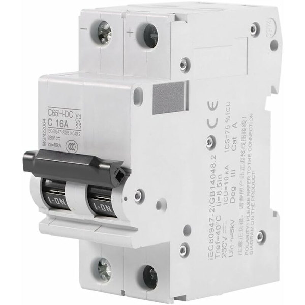 250V DC 2P Lavspændings Miniature Air Circuit Breaker Solenergi Afbryder 16A/63A(16A)