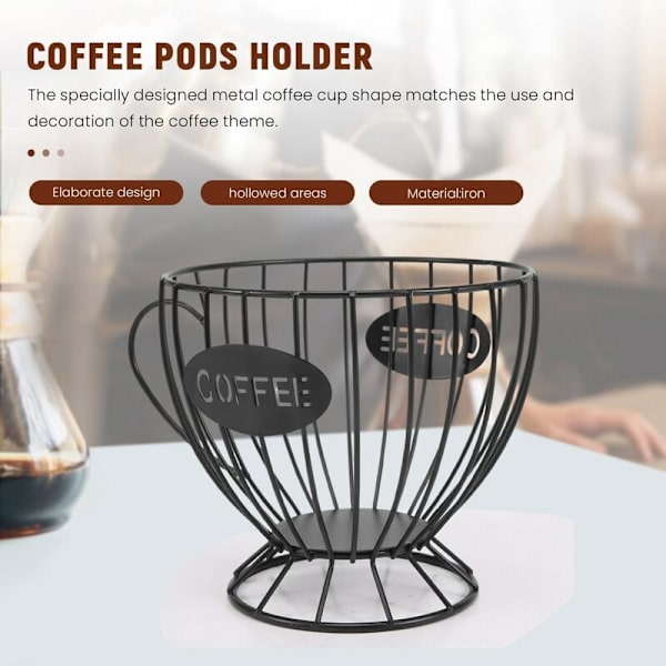Kaffekapsel förvaringskorg Kaffeekopp korg Kaffeepad Organizer hållare Kaffeepad hållare Kaffeeaccessoarer (Svart)