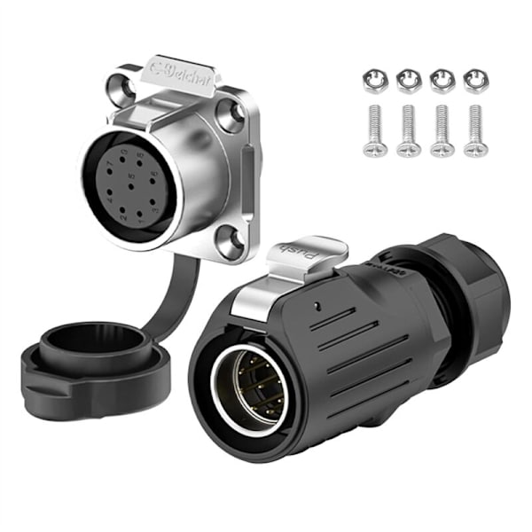 IP68 Industriel Vandtæt Stik Cirkelformet Stikkontakt Skall Anti-Interference (9 Pins)