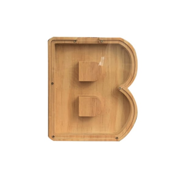 Alfabetet spargris engelska alfabetet spargris prydnad dekoration nät rött spargris hushåll kreativ spargris i trä (B)