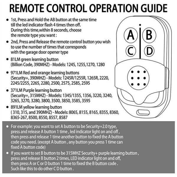 Sæt med 3 universelle fjernbetjeninger til garageport, der er kompatible med garageportåbnere