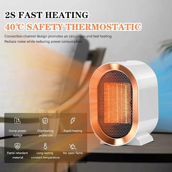Mini Energibesparende Vifteovn Elektrisk Vifteovn Vifteovn 220V 1200W 2 Moduser for Stue, Soverom, Bad [Sikkerhet - Stille]