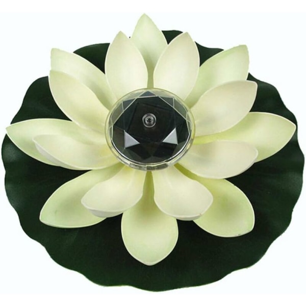 Lotus-valo, aurinkokäyttöinen kelluva lampi koriste Lotus-kukka LED väriä vaihtavat kukat Yövalo lamppu uima-allasjuhliin puutarha taloon (valkoinen)