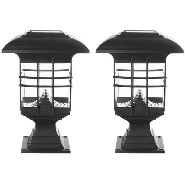 2X Vanntette Solcellelys for Stolpe, Hagebelysning, Solcelle-LED Gjerdelys