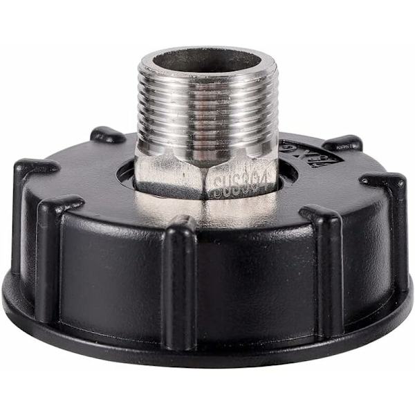 IBC S60X6 Vandtankadapter Grov Gevind med Slangetilslutning Rustfrit Stål Ventil Tud Tilbehør (3/4\" Ydre Gevind)