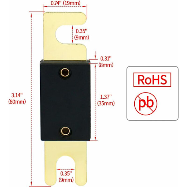 Audio/Video/Stereo ANL Sikringsholder, 0/2/4 Gauge (8,3/6,5/5,2 mm) med 200A ANL Sikring