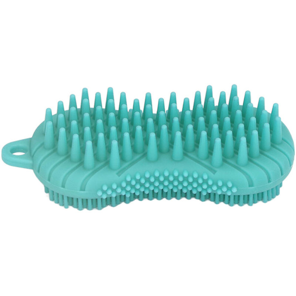 Badrumstillbehör Set, Silikon Kroppsskrubb, Dubbelsidigt Ergonomiskt Handtag, Säker Silikon Kroppsmassage, Silikon Kroppsborste för Kroppshår, Grön