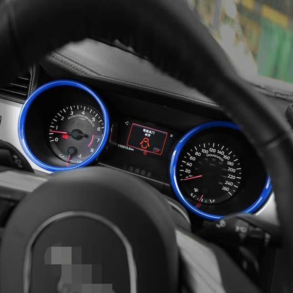 Blå dekorativ ring til bilens dashbord, interiørtilbehør for 2015+