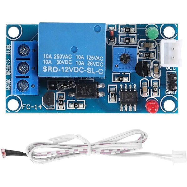DC 12V Fotoelektrisk Brytare Sensor Relämodul 50mmx25mm Med 2 Kablar