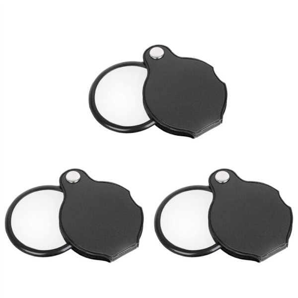 3X Folding Pocket Magnifying Glass Foldable Magnifying Lens Leather Case