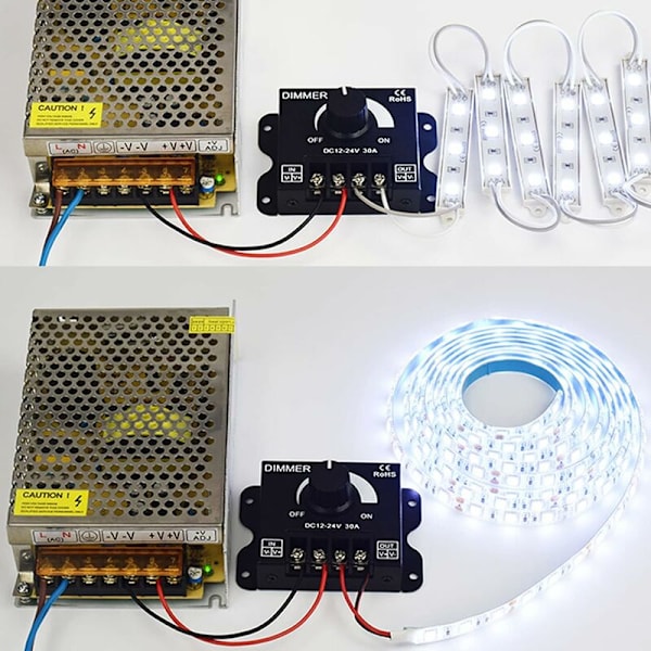 LED Dimmer Controller 12V 24V 30A PWM Dimmer 360W til LED-strimler eller LED-lys