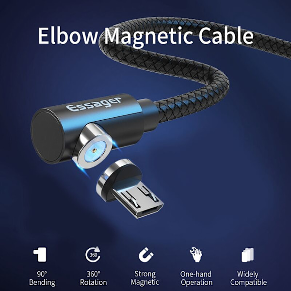 Magnetisk ladekabel USB-kabel for Note 10 plus Bærbar magnetladekabel USB-kabel 1M