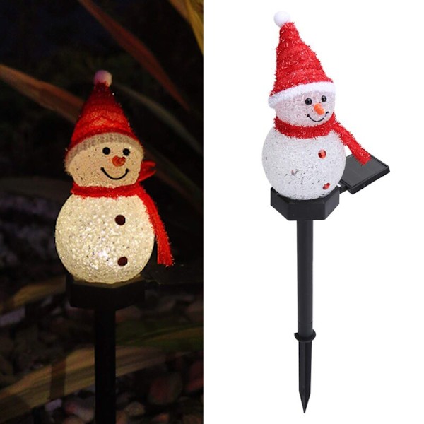 LED Snømann Lampe, Hage Landskap, Solcellegressplen (rød)