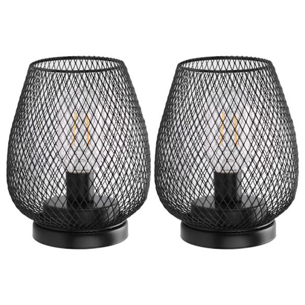 Metallbur Bordlampe, Trådløs Accentlampe med LED-pære Sengelampe Batterilys for Bryllup Hage (Eggform)