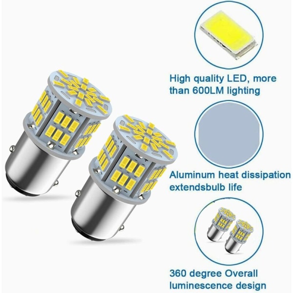 1157 LED-pærer 12V 24V - Super Bright White 6000K - Til bremselys/stoplys/baglygter