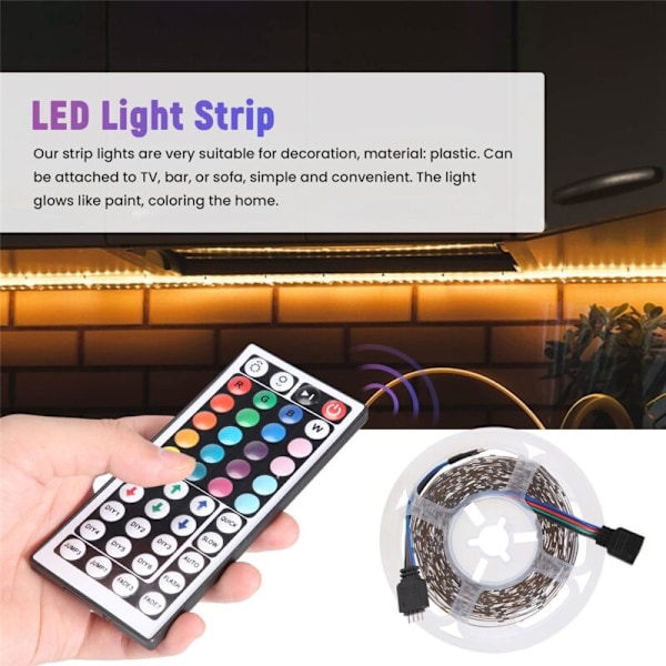 20M Fleksibel LED Strip Lys RGB 3528 1200LEDs med 44-Key Fjernbetjening til Soveværelse Halloween Jul