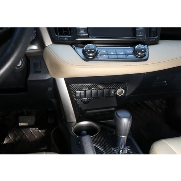 ABS Fiber Center Instrument Control Button Switch Trim Panel Cover för 2015-2019 Bilstyling
