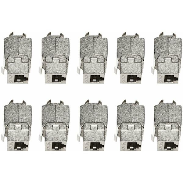 10 st RJ45 Cat6A Keystone Jack-modul Grad Shield RJ45 Uttag Avslutningsverktyg